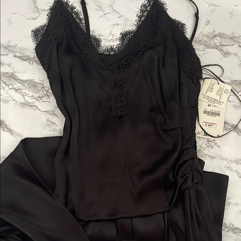 Zara Black Chemise Dress with Minimalist Design